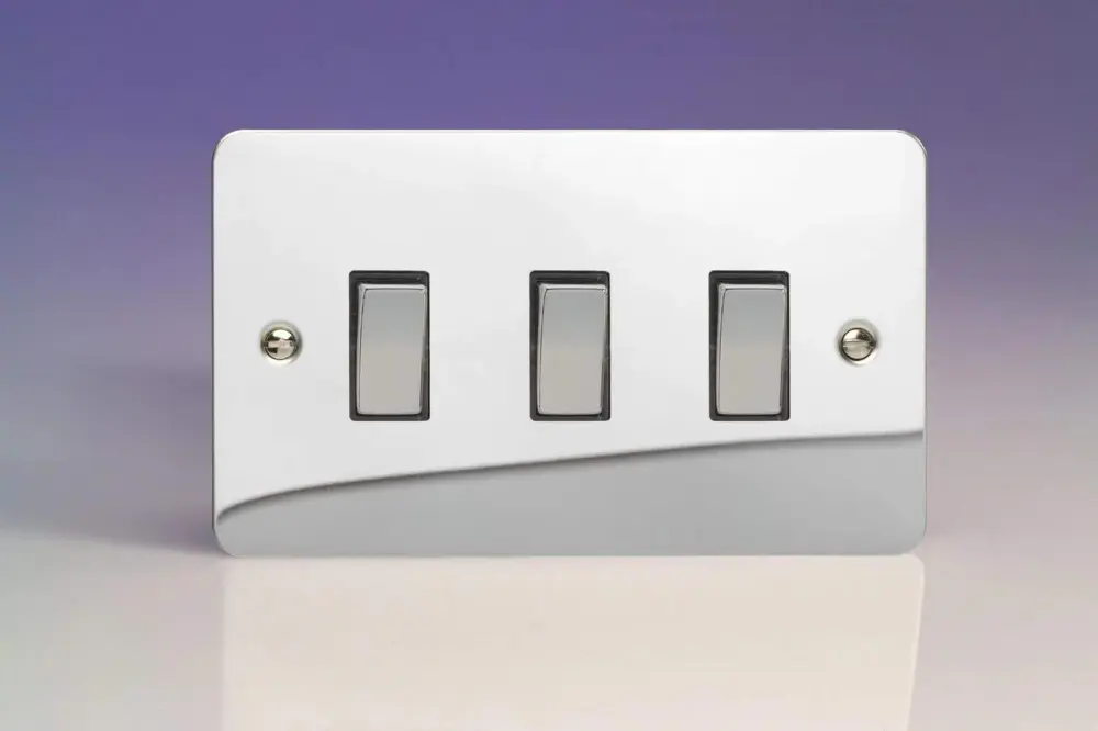 Varilight XFC93D Socket, Glossy Chrome (Please Note Plate is All Same Colour, Images Can Show Lines Or Shades But This is ...