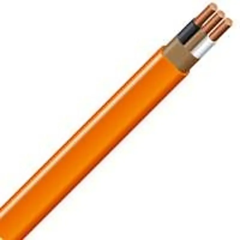 Romex 10/2NM-WGX100 Series Building Wire, Orange Sheath, #10 AWG Wire, 2-Conductor, 100 ft L, Warm-toned Conductor