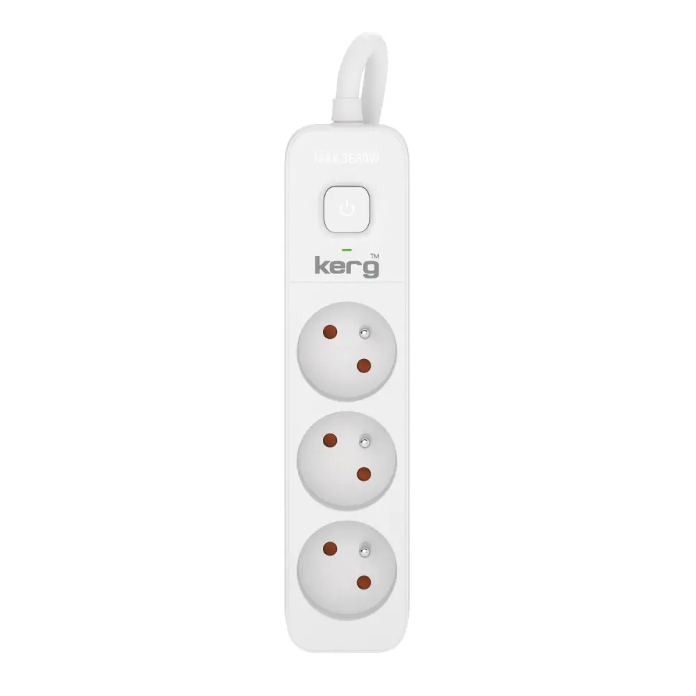 KERG extension cable switch 3 outlets white-gray 3m 16A H05VV-F 3x1.5mm2