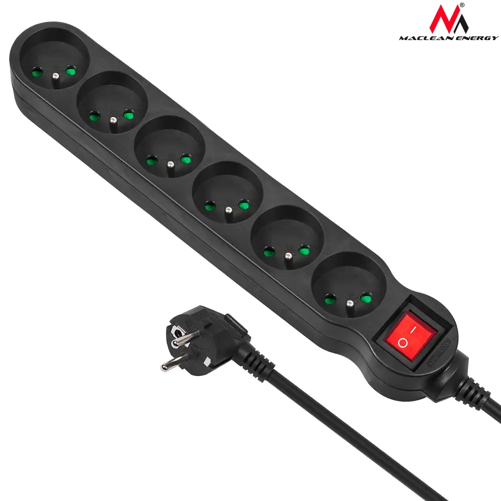 Maclean Energy power strip MCE188 6 outlet extension cord switch