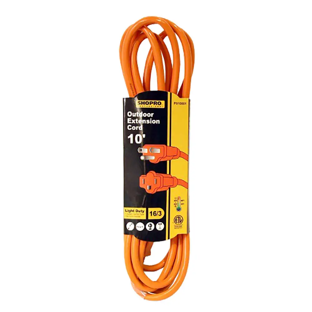 Outdoor Extension Cord 16/3 Cord and 1 Outlet, 10' Yellow Jacket