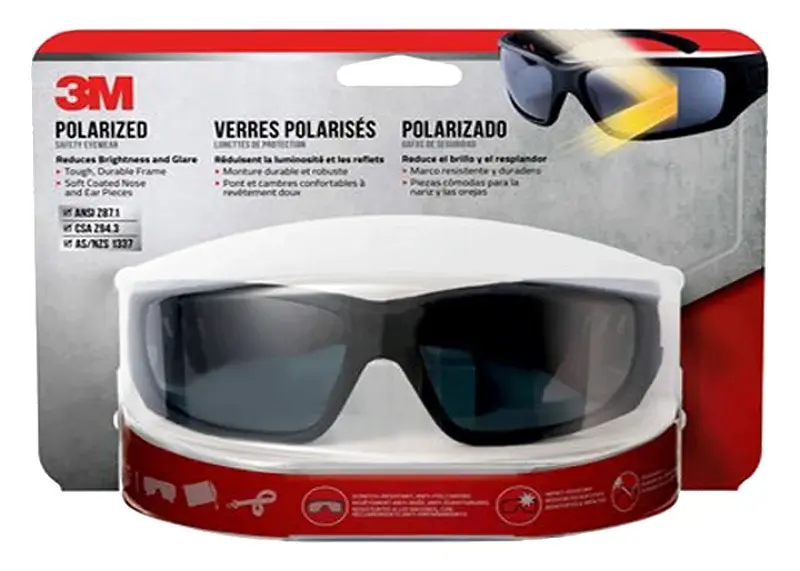 3M 90214-HZ4-NA Polarized Safety Eyewear, Anti-Fog, Scuff-resistant Lens, Black Frame, UV Protection: Yes