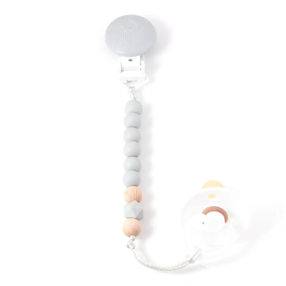 Mini Wood Pacifier Clip - Gray
