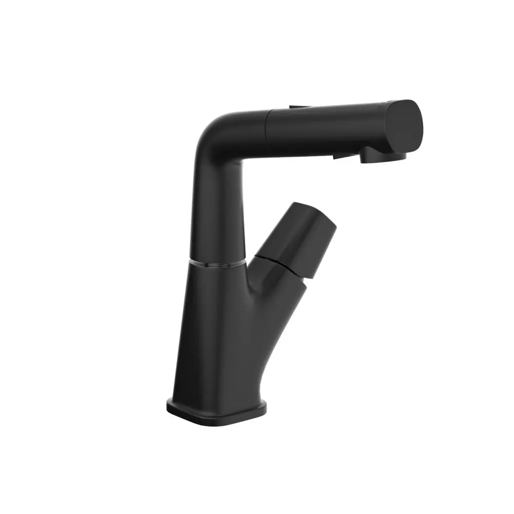 Pull Down Bathroom Sink Faucet Three Water Modes And Construction - Low-sheen Black