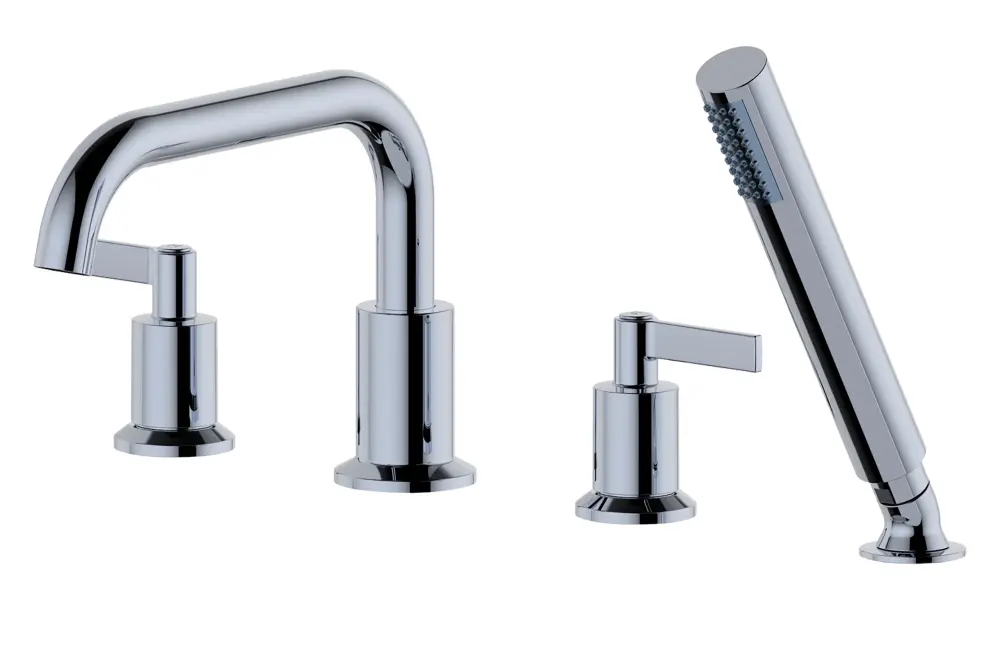 Concorde 4-Hole Roman Tub Filler Faucet Hand Shower Shiny metal