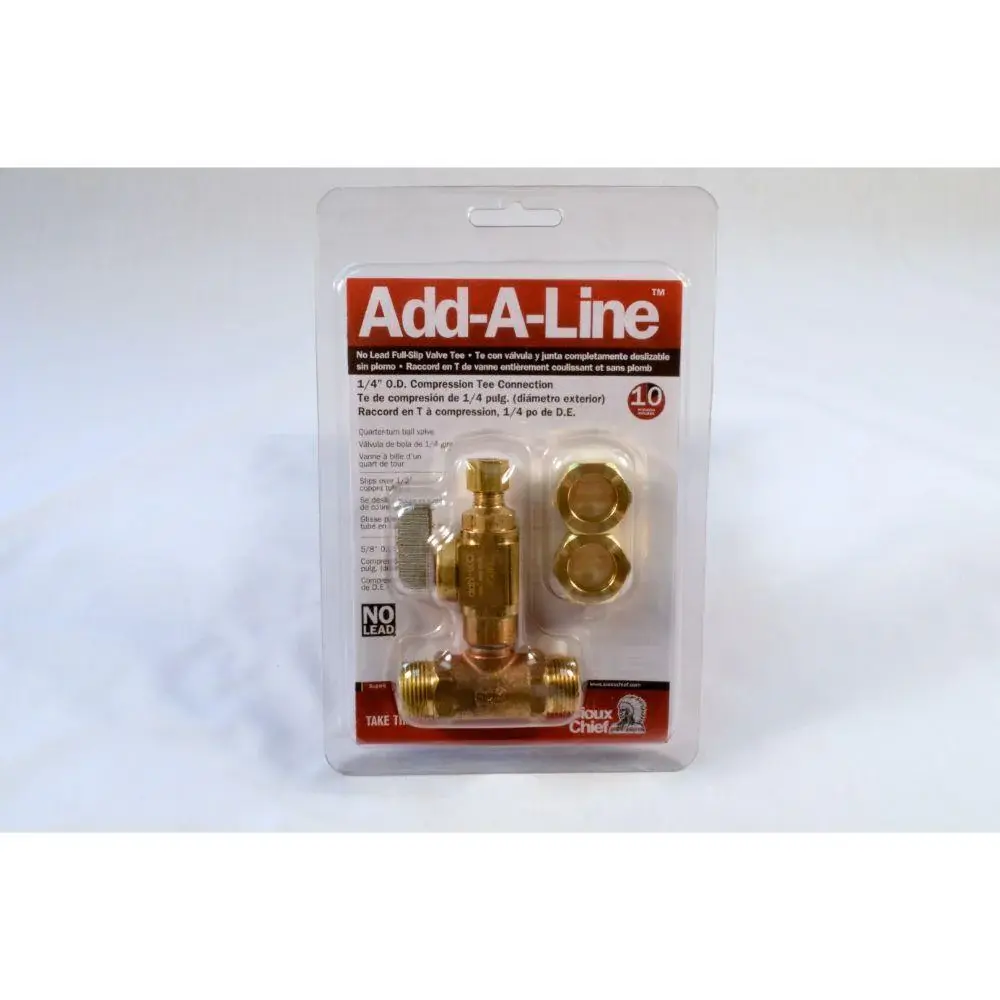 601-G20CV Sioux Chief Add--Line No Lead Compression Trunk, Complete Slip Valve Tee 5/8" O.D. COMP x 1/4" OD COMP