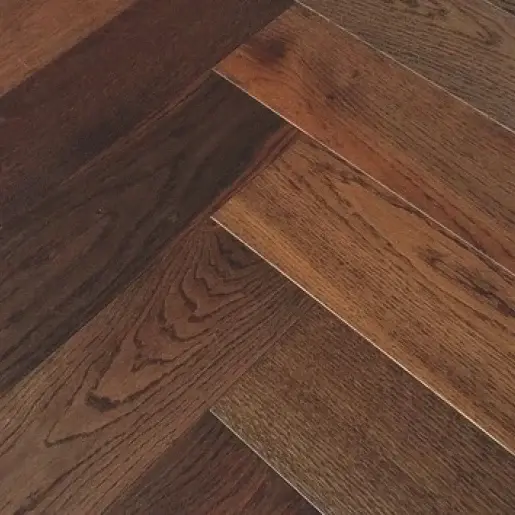 Elka Hardwood 14mm Constructed Oak Glue Herringbone Dark Smoked Oak