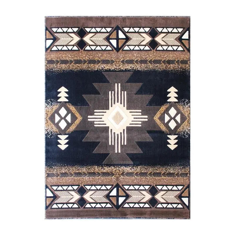 Flash Adjustable Furniture Mohave Gatherion 8' x 10' Matte Black Traditional Southwestern Style Area Rug - Olefi...