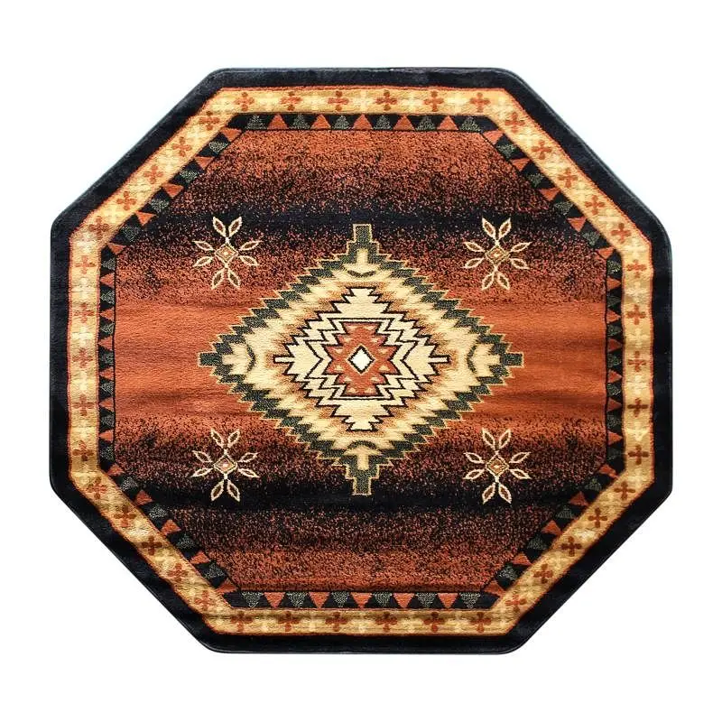 Flash ANSI-Rated Furniture Mirage Gatherion Southwestern Style Round 4' x 4' Walnut Olefin Area Rug Jute Backing...