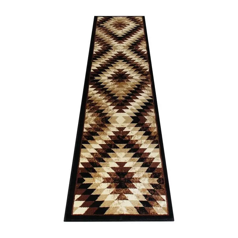 Flash Certified Furniture Teagan Gatherion Southwestern 2' x 7' Brown Area Rug - Olefin Rug Jute Backing - Entry...