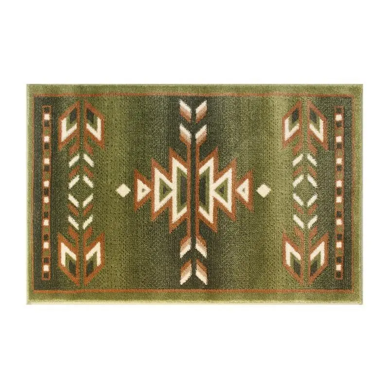Flash Certified-Safe Furniture Lodi Gatherion Southwestern 2' x 3' Olive Area Rug - Olefin Rug Jute Backing Hall...