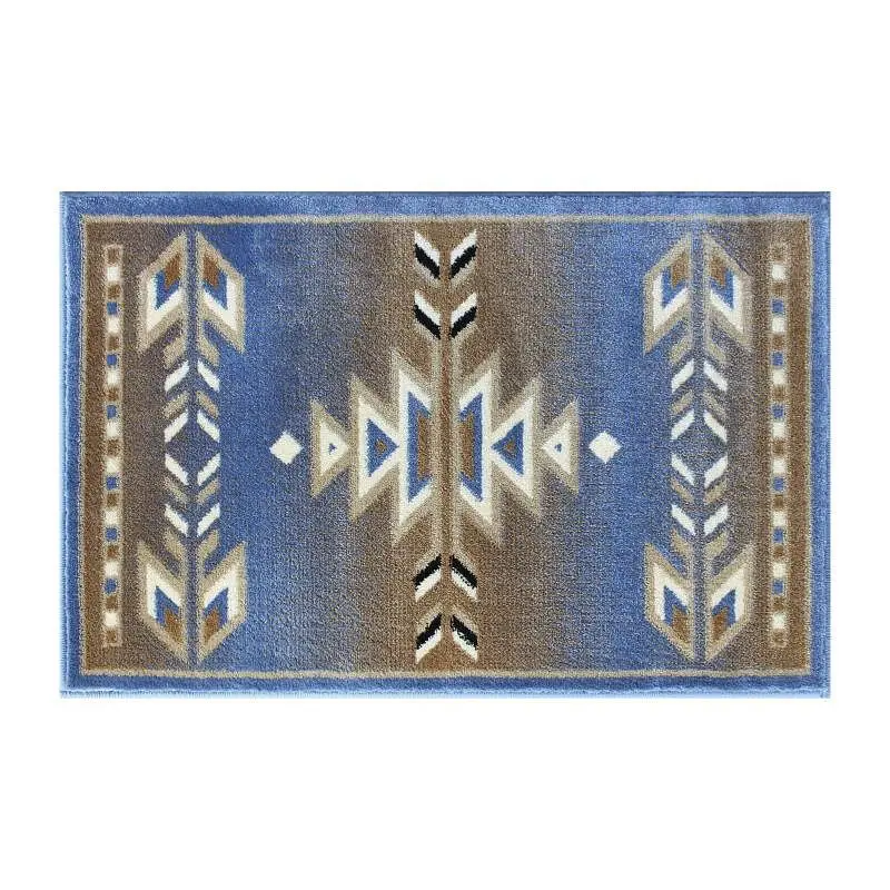 Flash Deluxe Furniture Lodi Gatherion Southwestern 2' x 3' Blue Area Rug - Olefin Rug Jute Backing Hallway, Bedr...