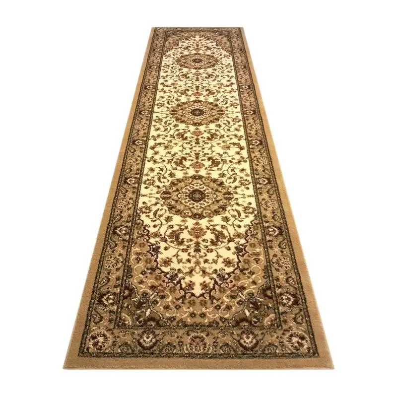 Flash Deluxe Furniture Mersin Gatherion Persian Style 3' x 10' Ivory Area Rug - Olefin Rug Jute Backing - Hallwa...