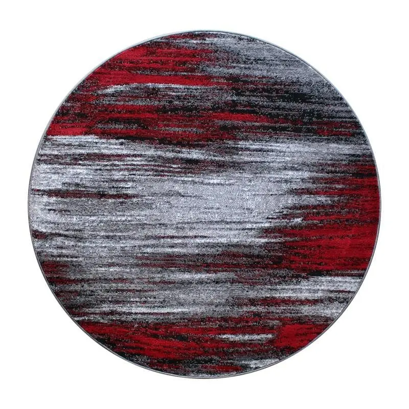 Flash Durable Furniture Rylan Gatherion 5' x 5' Round Red Abstract Area Rug - Olefin Rug Jute Backing - Living R...