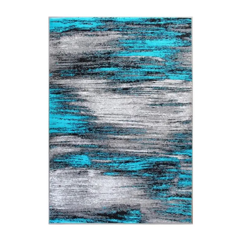 Flash Durable Furniture Rylan Gatherion 5' x 7' Turquoise Scraped Design Area Rug - Olefin Rug Jute Backing - Li...