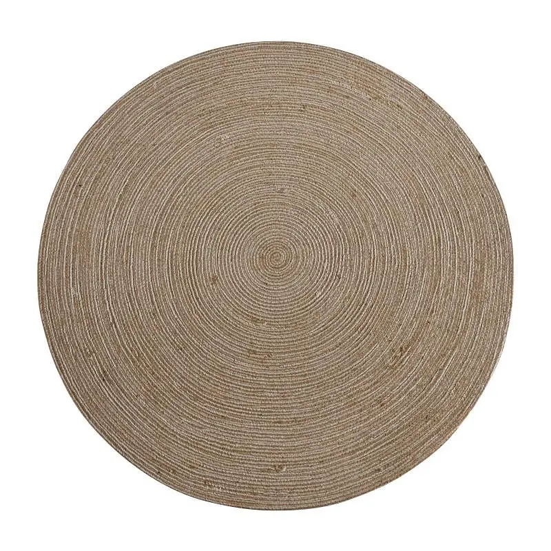 Flash Environmentally-Safe Furniture Kelsey 4 Foot Round Braided Design Natural Jute and Polyester Blend Indoor Area Rug, ...