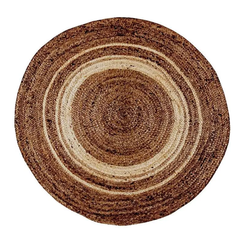 Flash Extra-Strong Furniture Prima Plain Fiber Jute Area Rug 4 Foot Round - Braided Indoor Jute Rug - Natural Area Rugs, R...
