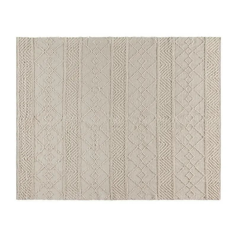 Flash Fade-Resistant Furniture Melissa 8' x 10' Ivory Geometric Design Handwoven Area Rug - Wool/Polyester/Cotto...
