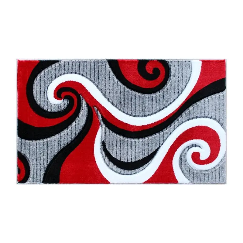Flash Furniture Athos Gatherion 2' x 3' Red Abstract Area Rug - Olefin Rug Jute Backing - Hallway, Entryway, or ...