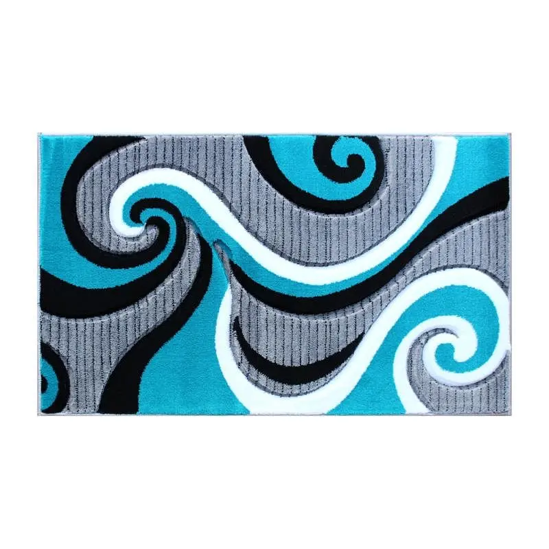 Flash Furniture Athos Gatherion 2' x 3' Turquoise Abstract Area Rug - Olefin Rug Jute Backing - Hallway, Entrywa...