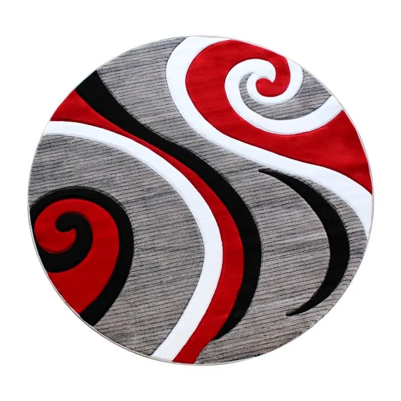 Flash Furniture Athos Gatherion 5' x 5' Scarlet Abstract Area Rug - Olefin Rug Jute Backing - Hallway, Entryway,...