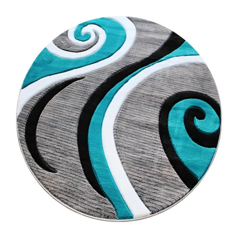 Flash Furniture Athos Gatherion 5' x 5' Turquoise Abstract Area Rug - Olefin Rug Jute Backing - Hallway, Entrywa...