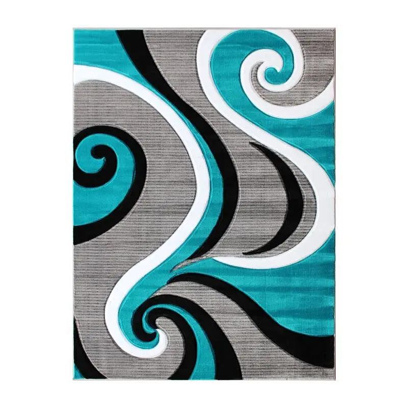 Flash Furniture Athos Gatherion 8' x 10' Turquoise Abstract Area Rug - Olefin Rug Jute Backing - Hallway, Entryw...