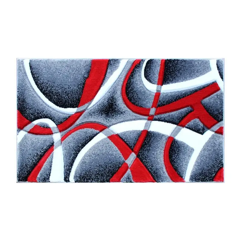 Flash Furniture Atlan Gatherion 2' x 3' Cherry Red Abstract Area Rug - Olefin Rug Jute Backing - Entryway, Livin...