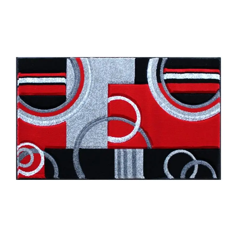 Flash Furniture Audra Gatherion 2' x 3' Ruby Geometric Abstract Area Rug - Olefin Rug Jute Backing - Living Room...