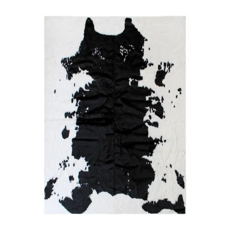 Flash Furniture Barstow Gatherion 3' x 5' Black Faux Cowhide Print Area Rug Polyester Backing Living Room, Bedro...