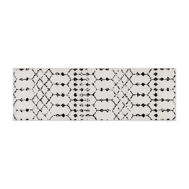 Flash Furniture Beth Geometric Bohemian Low Pile Rug - 2'x6' - Ivory/Black, RC-CR19-1330-26-WH-GG