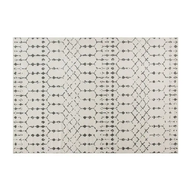 Flash Furniture Beth Geometric Bohemian Low Pile Rug - 5' x 7' -Ivory/Slate Gray Polyester, RC-CR19-1330-57-IV-G...