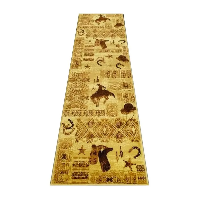 Flash Furniture Brooks Gatherion 2' x 7' Tan Western Motivated Runner Area Rug Indoor Use, ACD-RG210-27-BN-GG