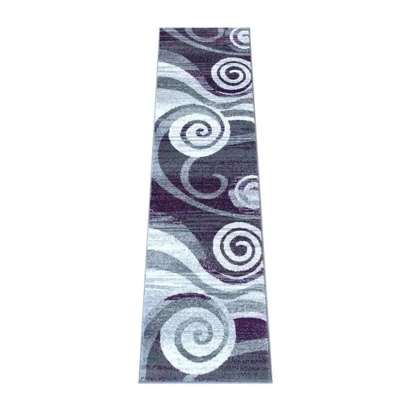 Flash Furniture Cirrus Gatherion 2' x 7' Plum Swirl Patterned Olefin Area Rug Jute Backing Entryway, Living Room...