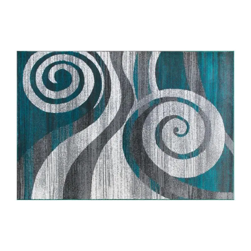 Flash Furniture Cirrus Gatherion 5' x 7' Turquoise Swirl Patterned Olefin Area Rug Jute Backing Living Room, Bed...