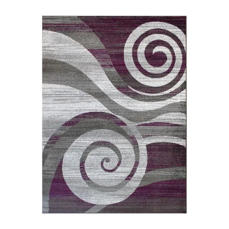 Flash Furniture Cirrus Gatherion 6' x 9' Purple Swirl Patterned Olefin Area Rug Jute Backing Entryway, Living Ro...