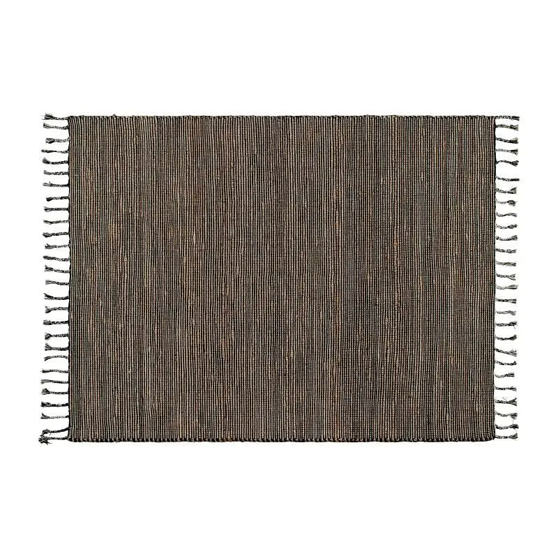 Flash Furniture Doris 5' x 7' Handwoven Jute and Cotton Blend Area Rug Braided Tassels Black and Jute, CI-CTR-23...