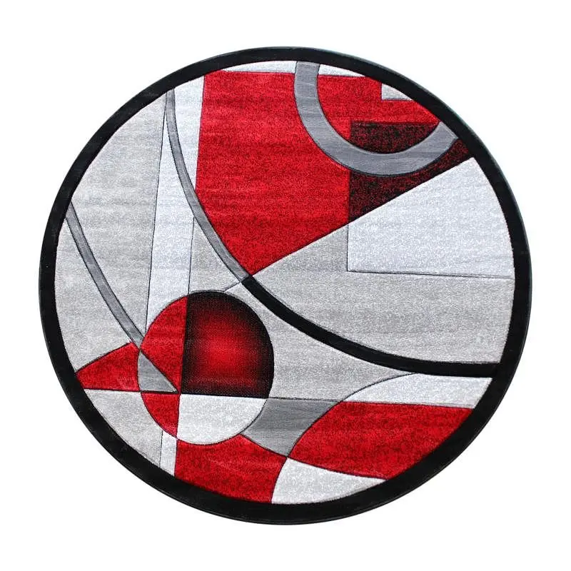 Flash Furniture Elias Gatherion 5' x 5' Round Red Geometric Abstract Area Rug - Olefin Rug Jute Backing - Hallwa...
