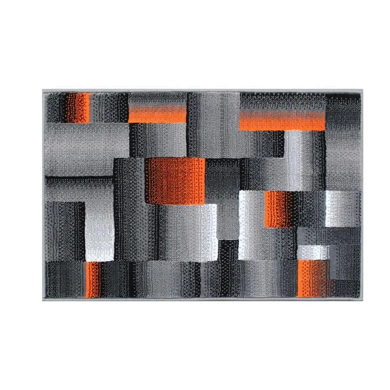 Flash Furniture Elio Gatherion 2' x 3' Burnt Orange Color Blocked Area Rug - Olefin Rug Jute Backing - Living Ro...