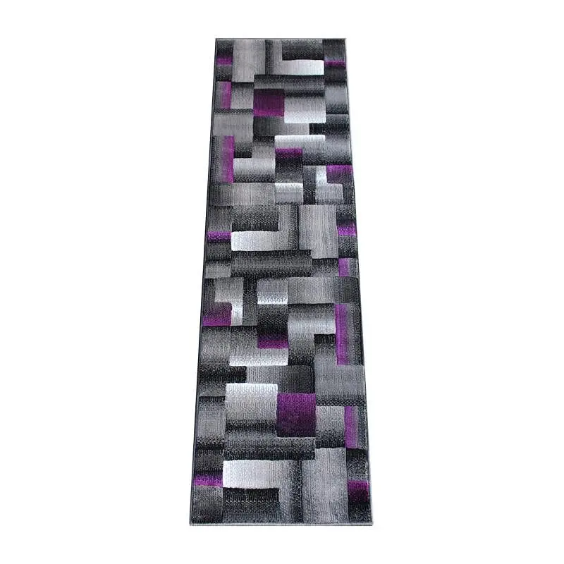 Flash Furniture Elio Gatherion 2' x 7' Lavender Color Blocked Area Rug - Olefin Rug Jute Backing - Living Room, ...