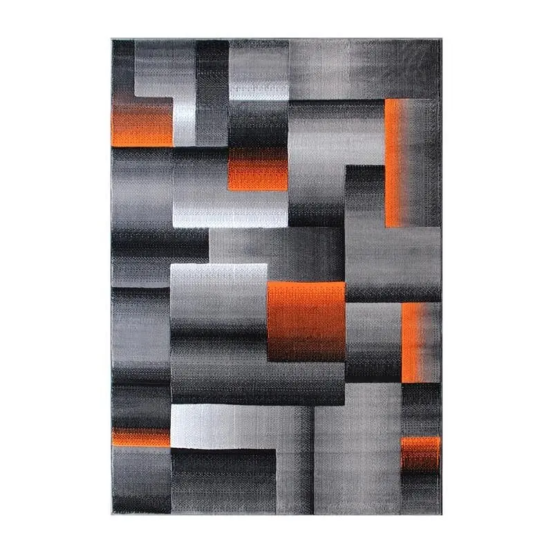 Flash Furniture Elio Gatherion 5' x 7' Orange Color Blocked Area Rug - Olefin Rug Jute Backing - Living Room, or...