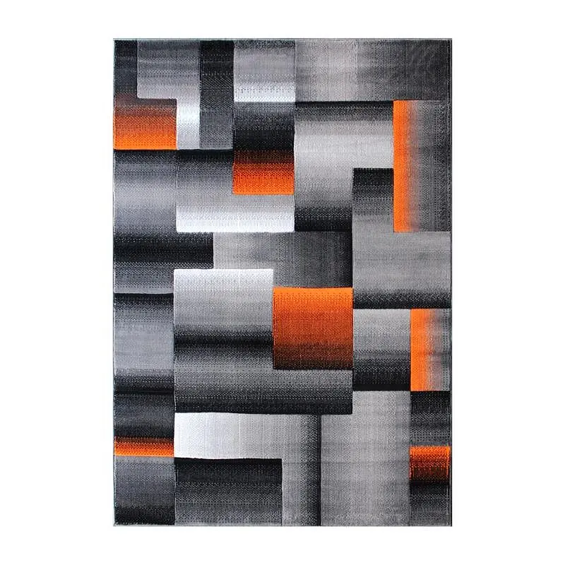 Flash Furniture Elio Gatherion 8' x 10' Safety Orange Color Blocked Area Rug - Olefin Rug Jute Backing - Living ...