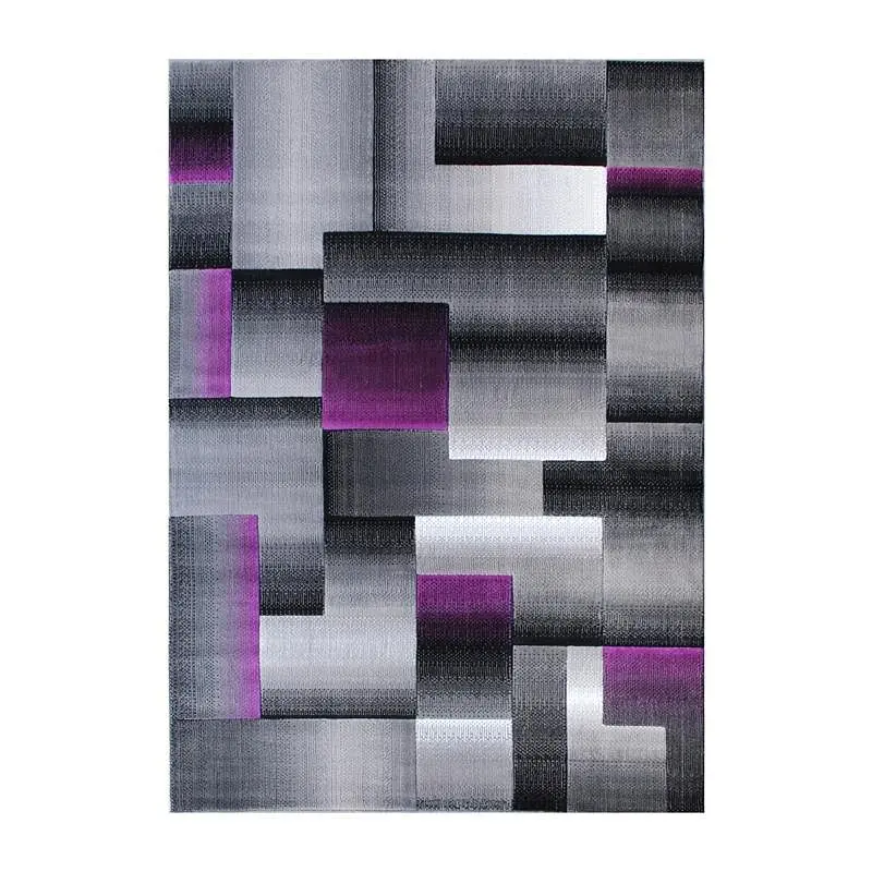 Flash Furniture Elio Gatherion 8' x 10' Purple Color Blocked Area Rug - Olefin Rug Jute Backing - Living Room, o...