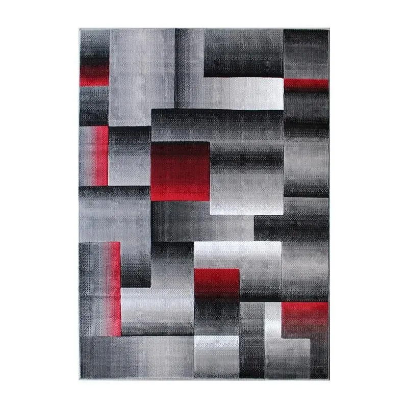 Flash Furniture Elio Gatherion 8' x 10' Scarlet Color Blocked Area Rug - Olefin Rug Jute Backing - Living Room, ...