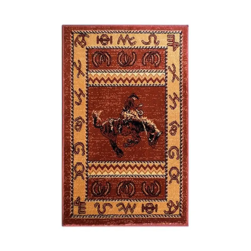 Flash Furniture Hoytt Gatherion Chocolate 2' x 3' Bucking Bronco Cowboy Area Rug Jute Backing Indoor Use, ACD-RG...