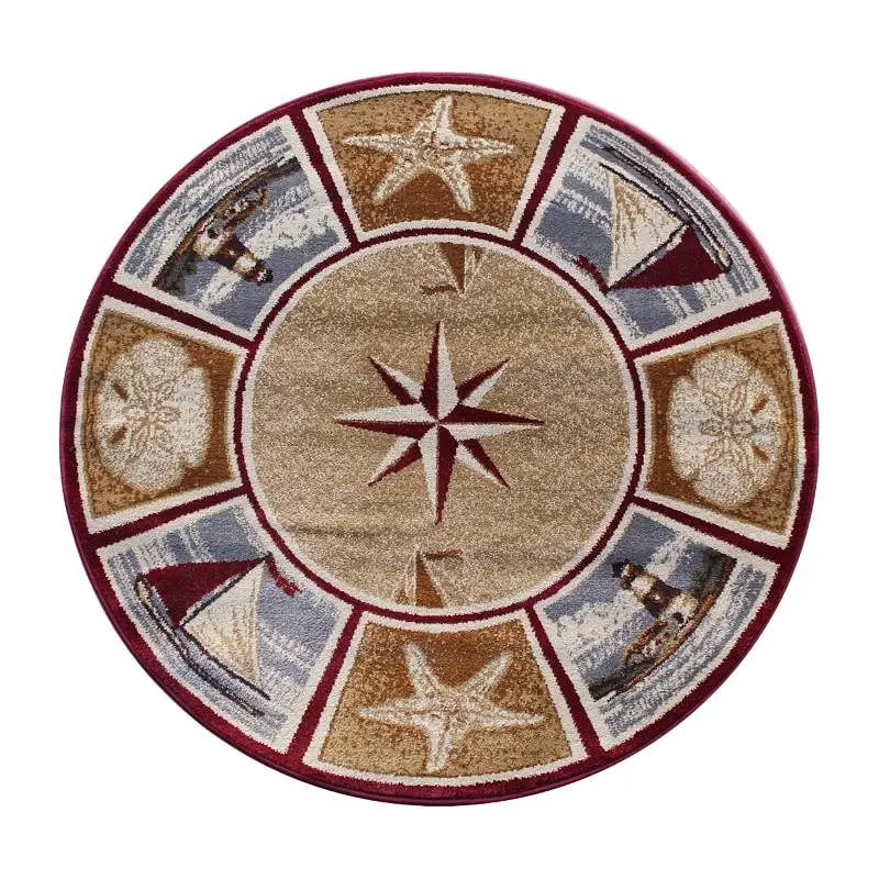 Flash Furniture Inis Gatherion 4' x 4' Round Beige Nautical Area Rug Jute Backing Living Room, Bedroom, Entryway...