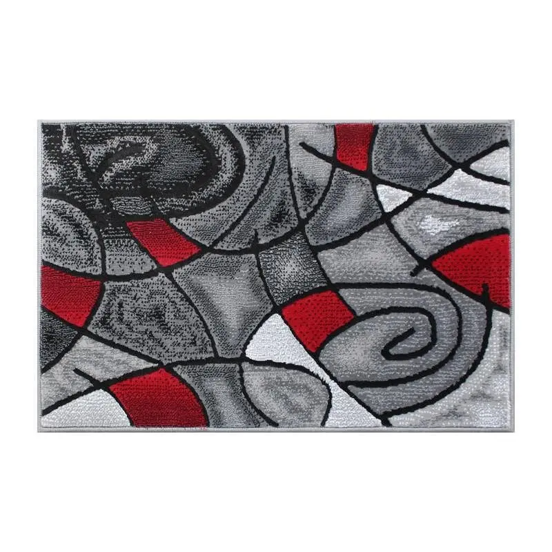 Flash Furniture Jubilee Gatherion 2' x 3' Fire Red Abstract Pattern Area Rug - Olefin Rug Jute Backing Hallway, ...