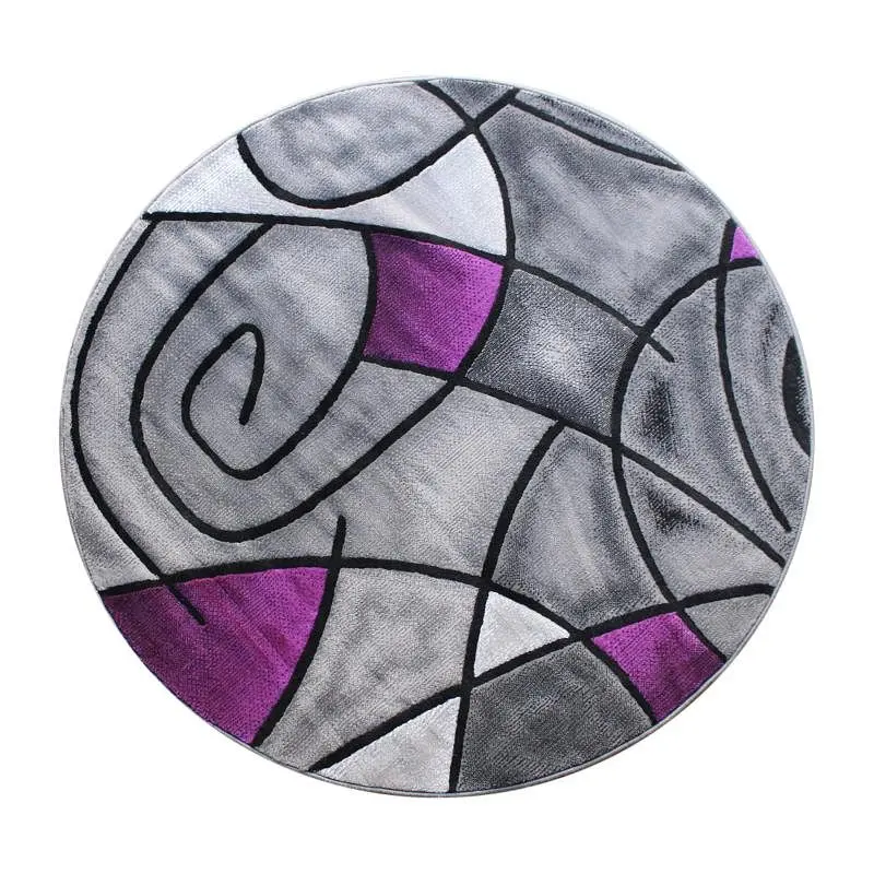 Flash Furniture Jubilee Gatherion 5' x 5' Round Orchid Abstract Area Rug - Olefin Rug Jute Backing - Living Room...