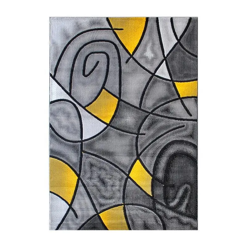 Flash Furniture Jubilee Gatherion 5' x 7' Yellow Abstract Area Rug - Olefin Rug Jute Backing - Living Room, Bedr...