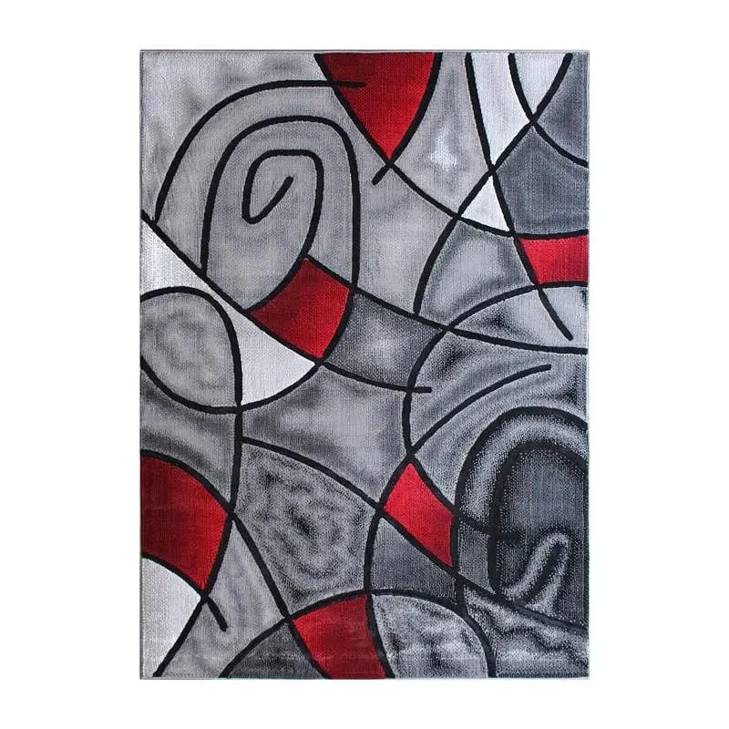 Flash Furniture Jubilee Gatherion 6' x 9' Fire Red Abstract Area Rug - Olefin Rug Jute Backing - Living Room, Be...